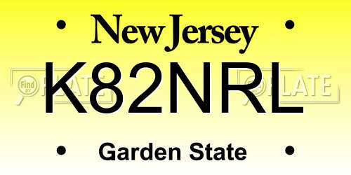 K82NRL New Jersey License Plate