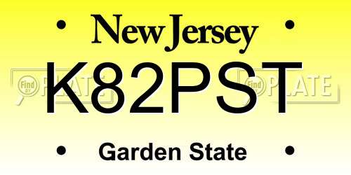 K82PST New Jersey License Plate