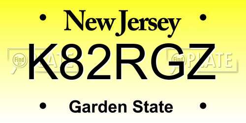 K82RGZ New Jersey License Plate