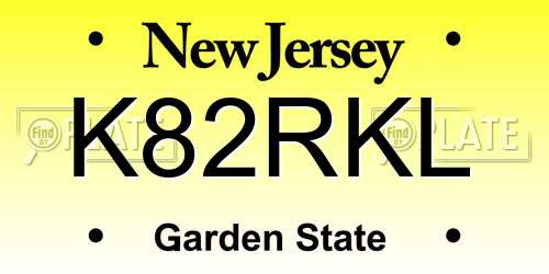 K82RKL New Jersey License Plate