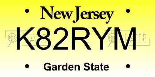 K82RYM New Jersey License Plate