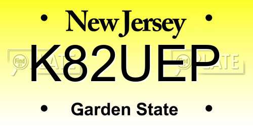 K82UEP New Jersey License Plate