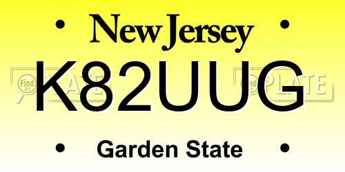 K82UUG New Jersey License Plate