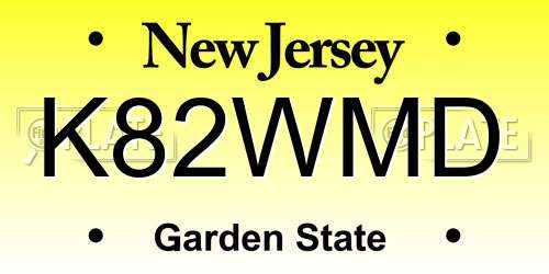 K82WMD New Jersey License Plate