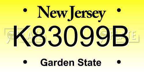 K83099B New Jersey License Plate