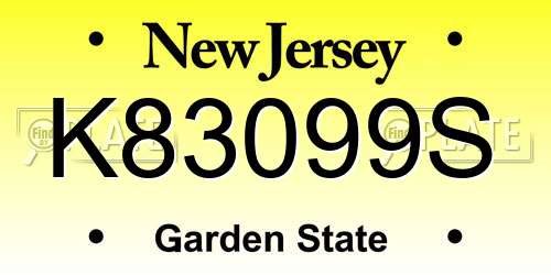 K83099S New Jersey License Plate