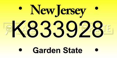 K833928 New Jersey License Plate