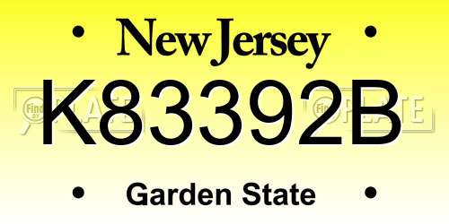 K83392B New Jersey License Plate