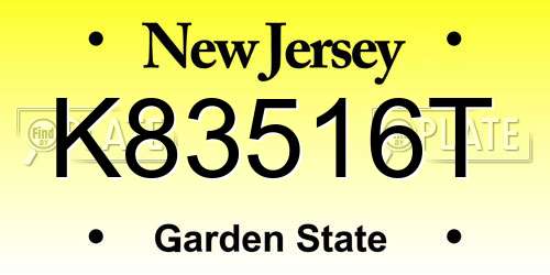 K83516T New Jersey License Plate
