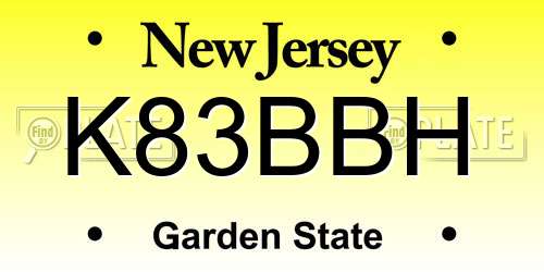 K83BBH New Jersey License Plate
