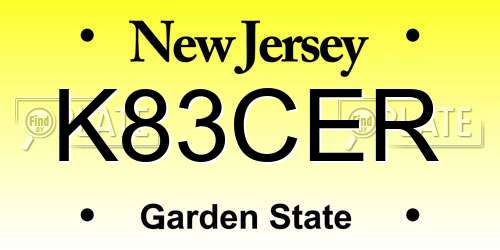 K83CER New Jersey License Plate