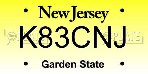 K83CNJ New Jersey License Plate