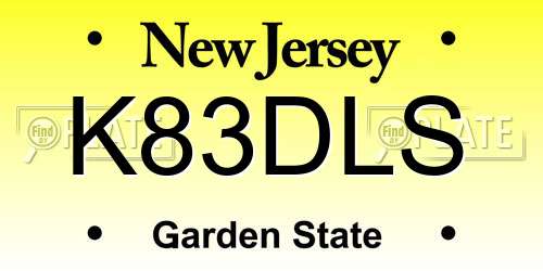 K83DLS New Jersey License Plate