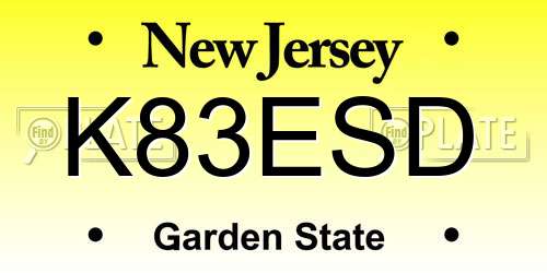 K83ESD New Jersey License Plate