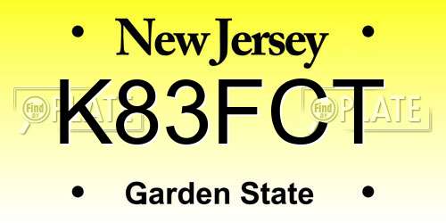 K83FCT New Jersey License Plate