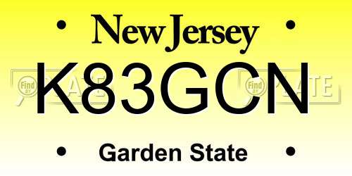 K83GCN New Jersey License Plate
