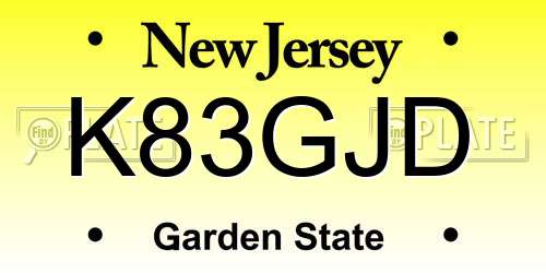 K83GJD New Jersey License Plate