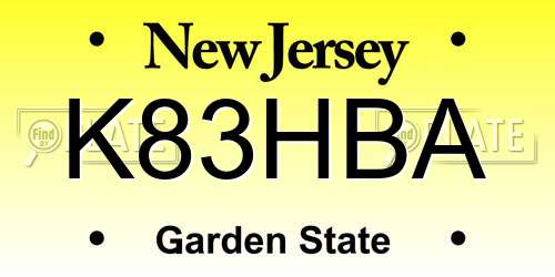 K83HBA New Jersey License Plate