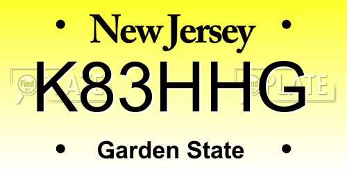 K83HHG New Jersey License Plate