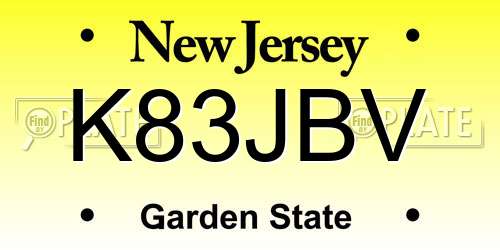 K83JBV New Jersey License Plate