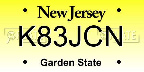 K83JCN New Jersey License Plate