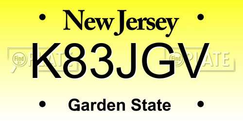 K83JGV New Jersey License Plate