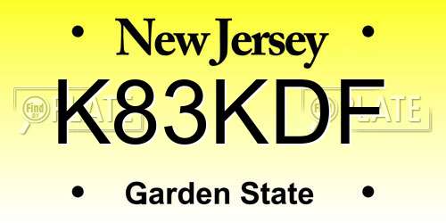 K83KDF New Jersey License Plate