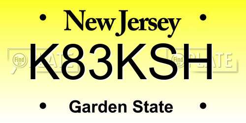 K83KSH New Jersey License Plate