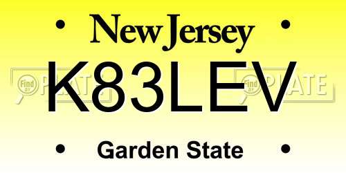 K83LEV New Jersey License Plate