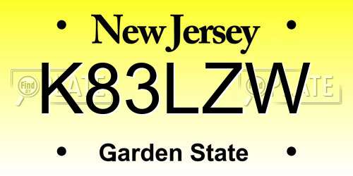 K83LZW New Jersey License Plate