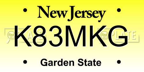 K83MKG New Jersey License Plate