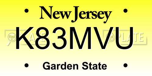 K83MVU New Jersey License Plate