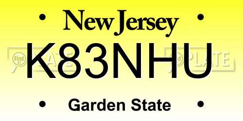 K83NHU New Jersey License Plate