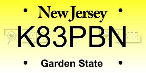 K83PBN New Jersey License Plate