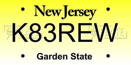 K83REW New Jersey License Plate