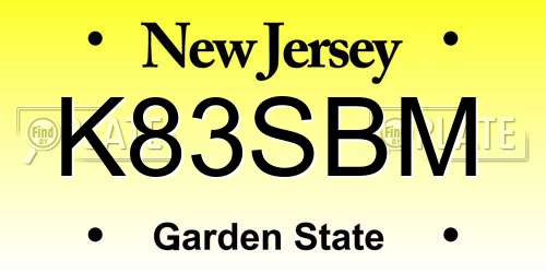 K83SBM New Jersey License Plate