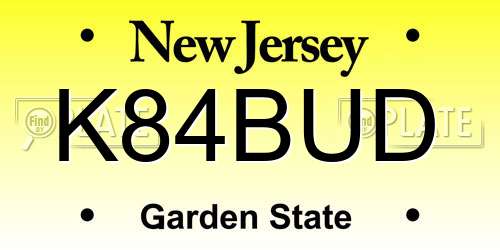 K84BUD New Jersey License Plate