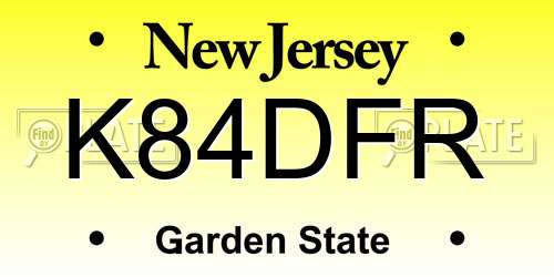 K84DFR New Jersey License Plate