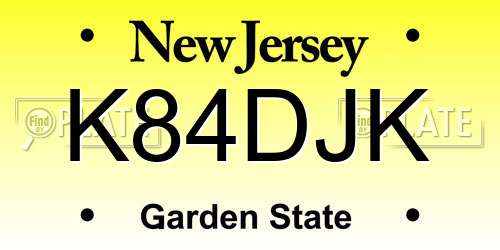 K84DJK New Jersey License Plate