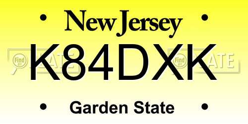 K84DXK New Jersey License Plate