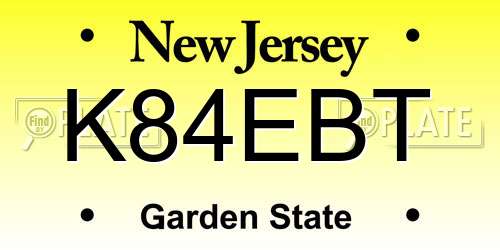 K84EBT New Jersey License Plate