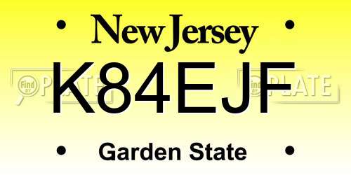 K84EJF New Jersey License Plate