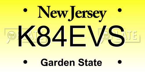 K84EVS New Jersey License Plate