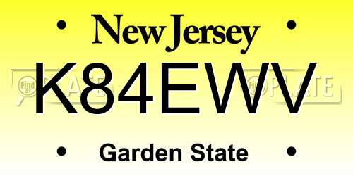 K84EWV New Jersey License Plate