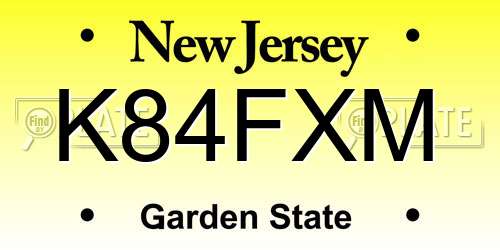 K84FXM New Jersey License Plate