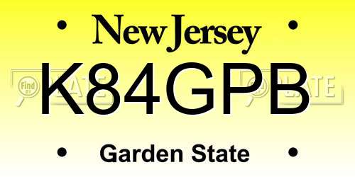 K84GPB New Jersey License Plate