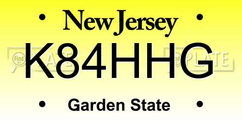 K84HHG New Jersey License Plate