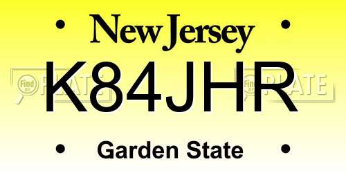K84JHR New Jersey License Plate