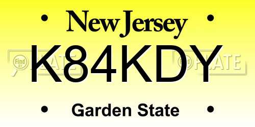 K84KDY New Jersey License Plate