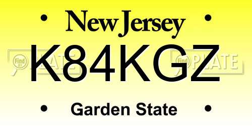 K84KGZ New Jersey License Plate